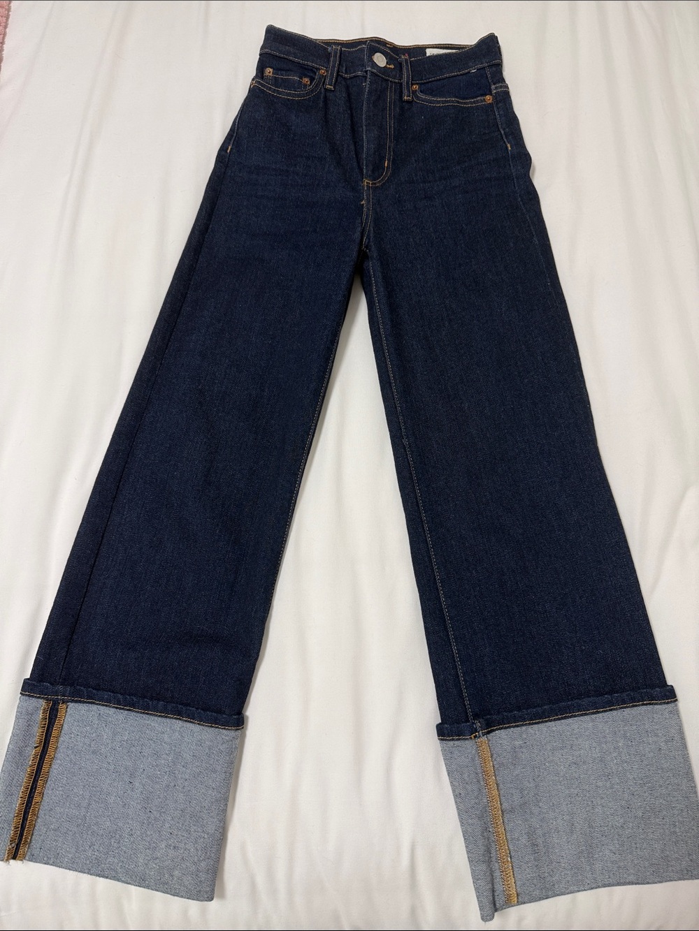 Zara Wide-Leg Cuffed Women's Jeans | Size 0